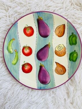 Dansk Hand Painted Vegetable Platter  Italian Farmhouse Serving Plate
